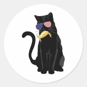Kinderlose Katze-Lady mit Trump-Haar-Abstimmung Ka Runder Aufkleber