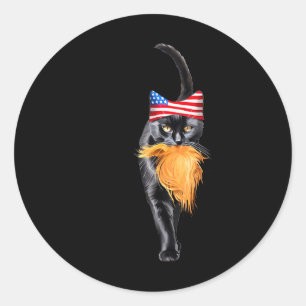 Kinderlose Katze-Lady mit Trump-Haar-Abstimmung Ka Runder Aufkleber