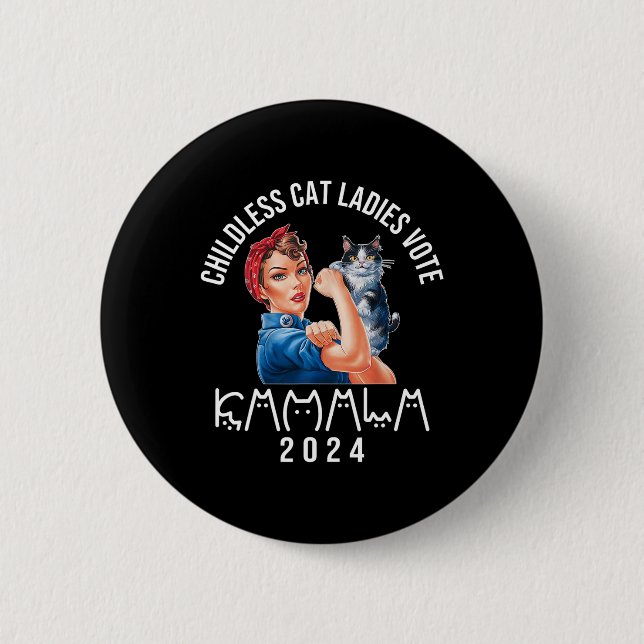 Kinderlose Katze Lady Niedlich Cat 2024 Kinderlose Button (Vorderseite)