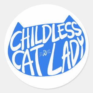Kinderlose Katze Lady Runder Aufkleber