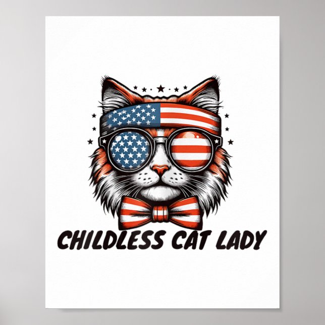 Kinderlose Katze Lady Shirt Kinderlose Katze Lady Poster (Vorne)