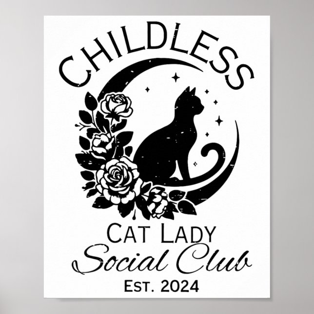 Kinderlose Katze Lady Social Club Meme Cat Kamala  Poster (Vorne)