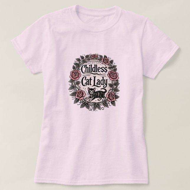 Kinderlose Katze Lady T-Shirt (Design vorne)