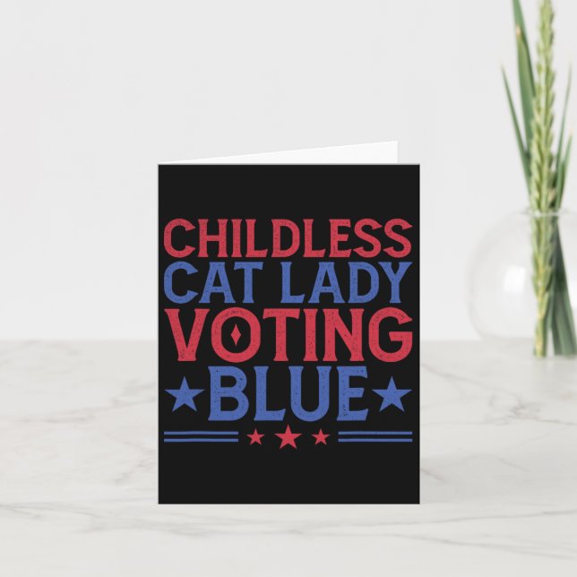 Kinderlose Katze Lady Voting Blue Karte (Vorderseite)