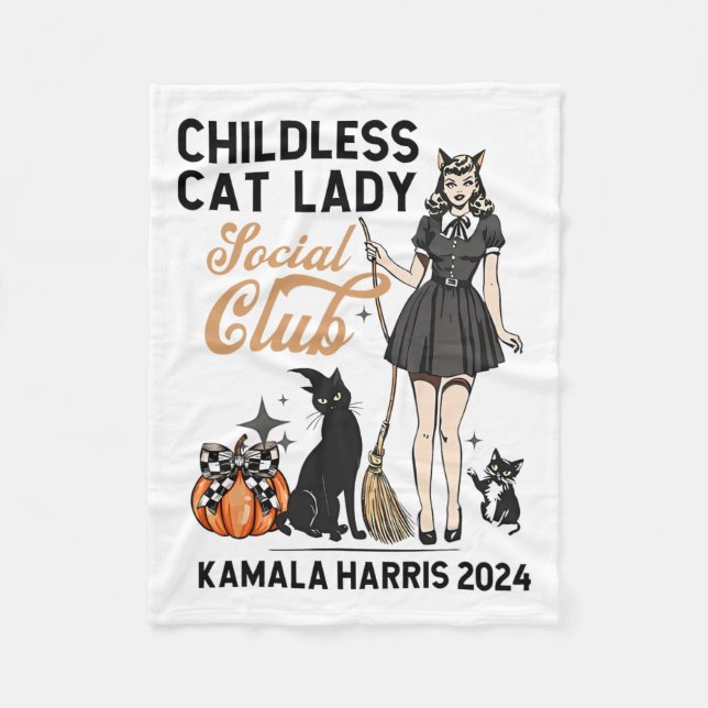 Kinderlose Katze Lady wählen Halloween Feministin Fleecedecke (Vorderseite)