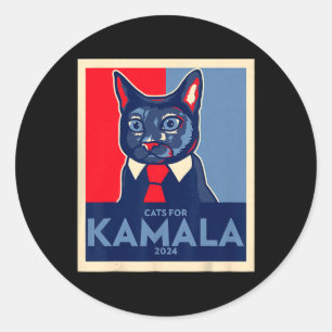 Kinderlose Katze Lady wählt Kamala Harris 2024 1 Runder Aufkleber