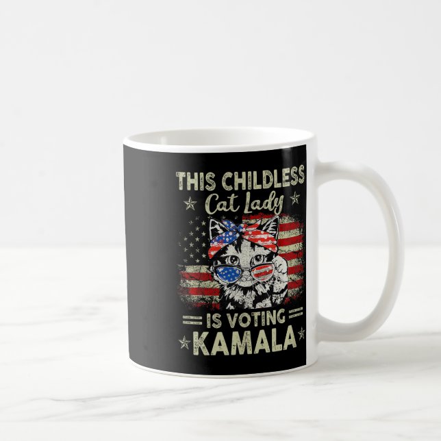Kinderlose Katze Lady wählt Kamala Harris 2024 2 Kaffeetasse (Rechts)