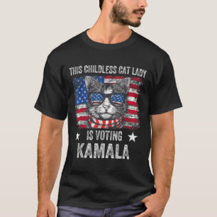 Kinderlose Katze Lady wählt Kamala Harris 2024 USA T-Shirt