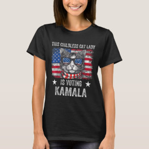 Kinderlose Katze Lady wählt Kamala Harris 2024 USA T-Shirt