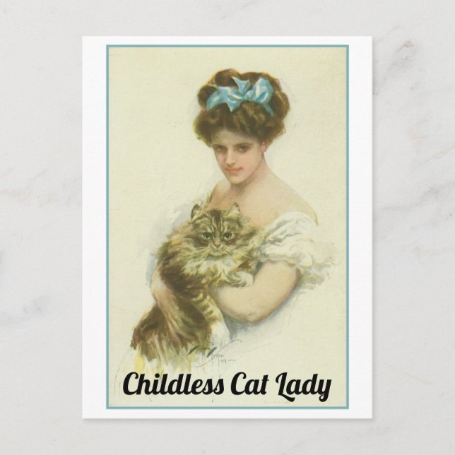 Kinderlose Katze Vintage Postkarte (Vorderseite)
