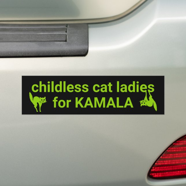 Kinderlose Katzen Damen für Kamala lustig grün sch Autoaufkleber (Auf Auto)