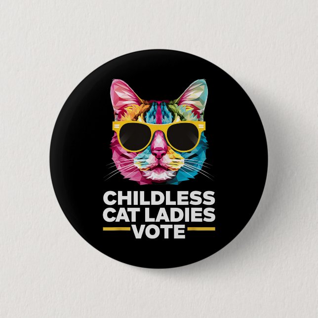 Kinderlose Katzen Frauen wählen Blau 1 Button (Vorderseite)