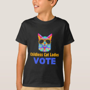 Kinderlose Katzen Frauen wählen blau T-Shirt