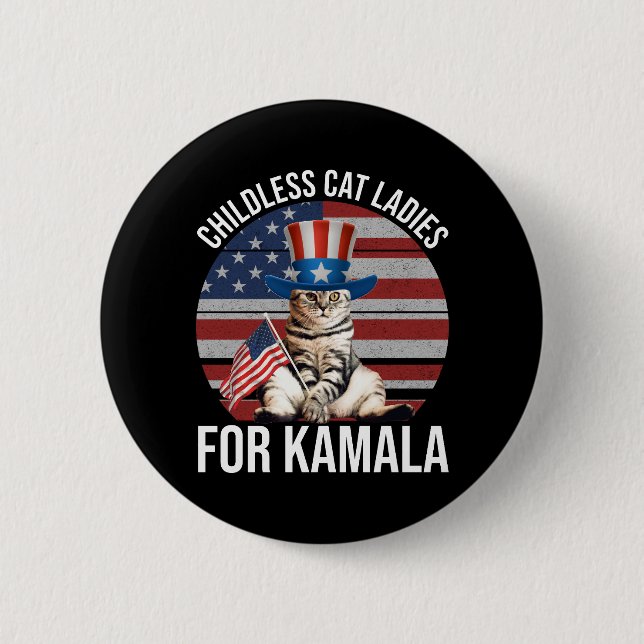 Kinderlose Katzen für Kamala Button (Vorderseite)