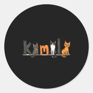 Kinderlose Katzen-Lady für Kamala Harris 2024 Femi Runder Aufkleber