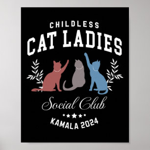 Kinderlose Katzen Ladys Social Club Kamala Harris Poster