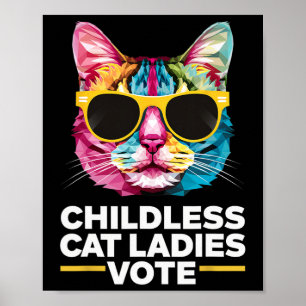 Kinderlose Katzenladies wählen Blau 1  Poster