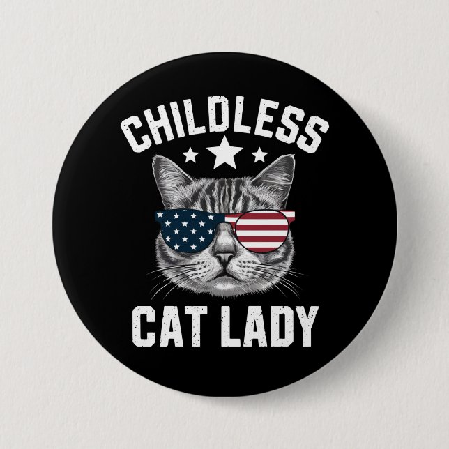 Kinderlose Katzenlady 2024  Button (Vorderseite)