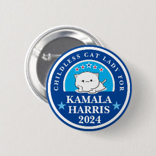 Kinderlose Katzenlady für Kamala Harris Button