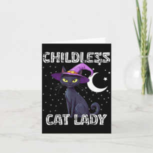 Kinderlose Katzenlady Gruselhexenhut Katze Schwarz Karte