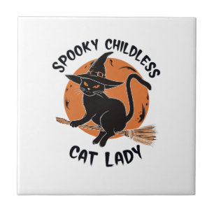 Kinderlose Katzenlady Halloween Gruselige Hexe Wah Fliese