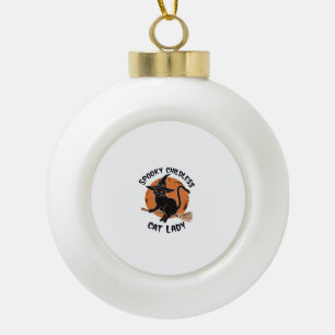 Kinderlose Katzenlady Halloween Gruselige Hexe Wah Keramik Kugel-Ornament