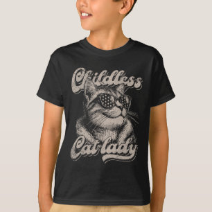 Kinderlose Katzenlady Lustiges Katzenliebhaber-Gra T-Shirt