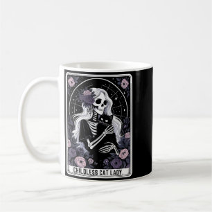 Kinderlose Katzenlady Süße gothische Skelett-Tarot Kaffeetasse