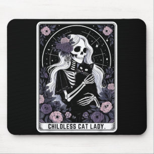 Kinderlose Katzenlady Süße gothische Skelett-Tarot Mousepad