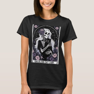 Kinderlose Katzenlady Süße gothische Skelett-Tarot T-Shirt