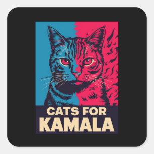 Kinderlose Katzenlady wählt Kamala Harris 2024 Quadratischer Aufkleber