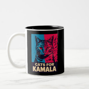 Kinderlose Katzenlady wählt Kamala Harris 2024 Zweifarbige Tasse