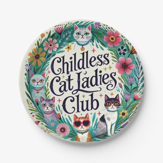 Kinderloser Cat Ladys Club Pappteller (Vorderseite)