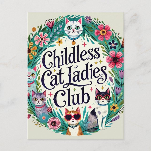 Kinderloser Cat Ladys Club Postkarte (Vorderseite)