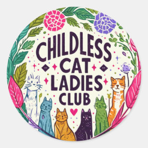 Kinderloser Cat Ladys Club Runder Aufkleber