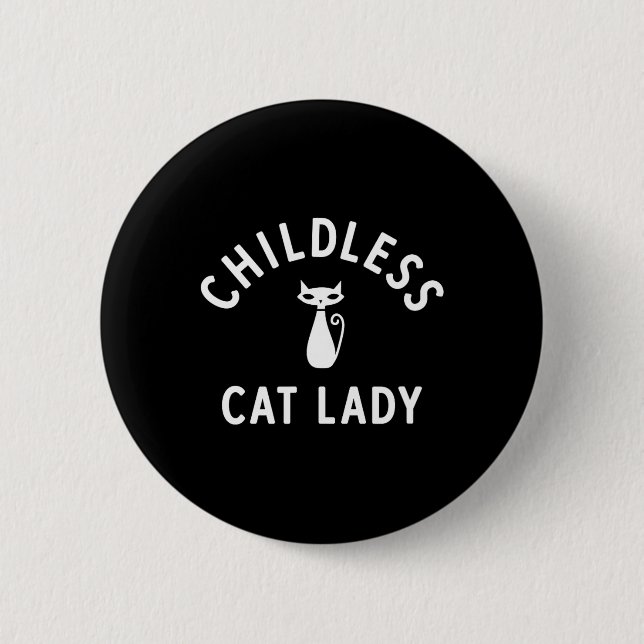 Kinderloses Cat Lady Design mit Niedlicher Retro C Button (Vorderseite)