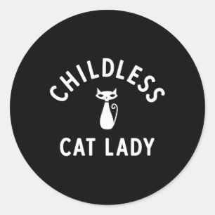 Kinderloses Cat Lady Design mit Niedlicher Retro C Runder Aufkleber