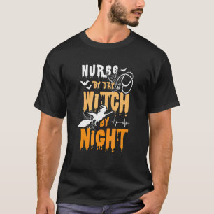 Kindermädchen an Tag Hexe an nächtlichen Halloween T-Shirt