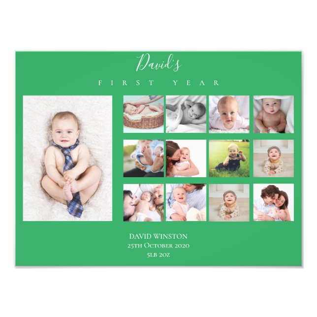 Kindermädchen im ersten Jahr FotoCollage Keepake Fotodruck (Vorne)