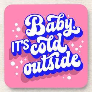 Kindermädchen, kalt draußen im Winter. Getränkeuntersetzer