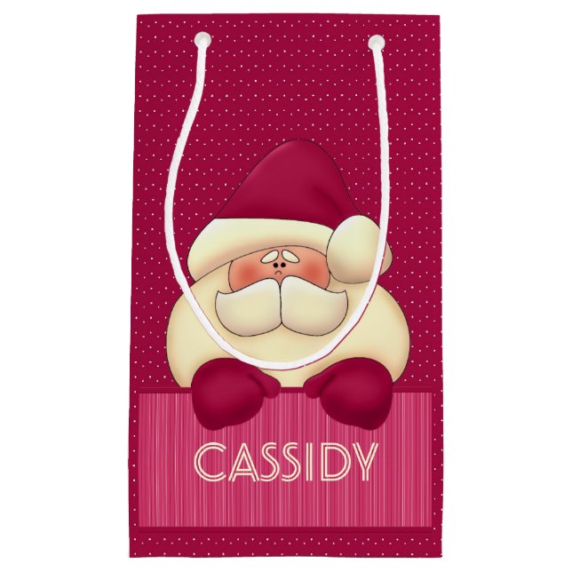 Kindermädchen Pink Santa und Polka Dots Kleine Geschenktüte (Vorderseite)