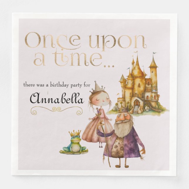 Kindermädchen Prinzessin und Frosch rosa Serviette (Vorderseite)