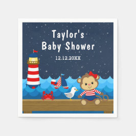 Kindermädchen Rot- und Navy-Baby-Dusche Serviette