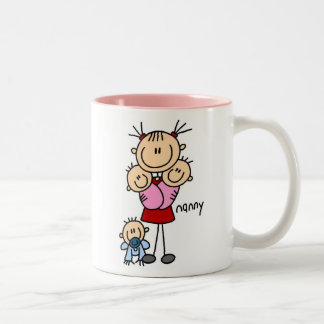 Kindermädchen-Strichmännchen Zweifarbige Tasse