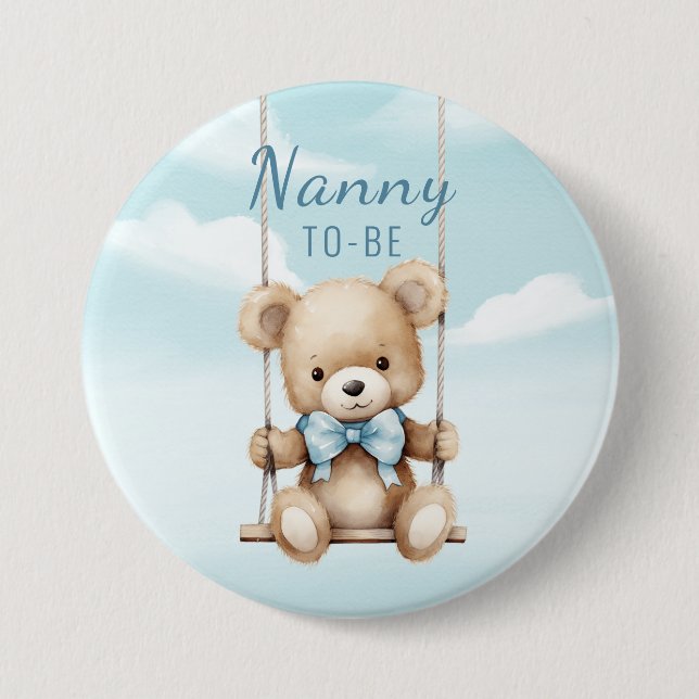 Kindermädchen Teddybär Schaukel Button (Vorderseite)