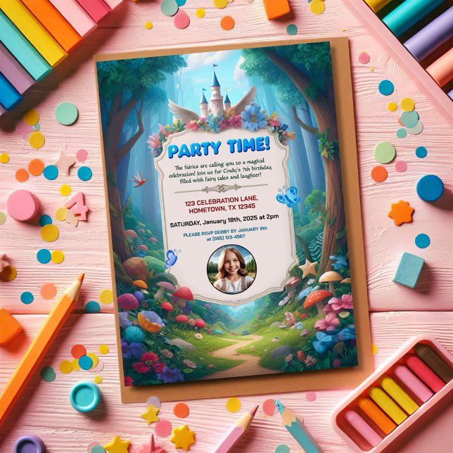 Kindermädchenwald Einladung zur Geburtstagsparty (Von Creator hochgeladen)