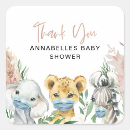 Kindermaske-Laufwerk des süßen Tiers Quadratischer Aufkleber