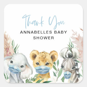 Kindermaske-Laufwerk des süßen Tiers Quadratischer Aufkleber