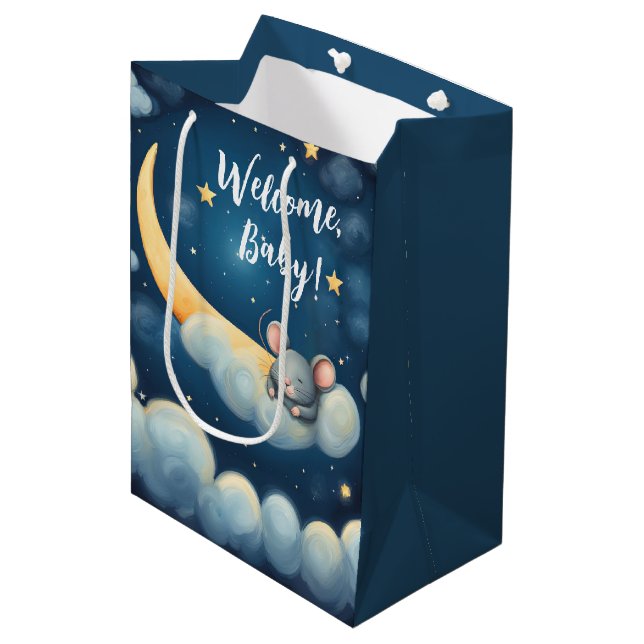 Kindermäuse schlafen in einer Wolke Mittlere Geschenktüte (Vorderseite Schrägansicht)