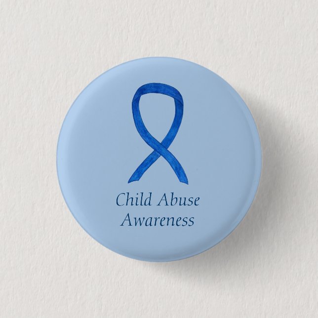 Kindermissbrauch Blue Awareness Ribbon Custom Butt Button (Vorderseite)